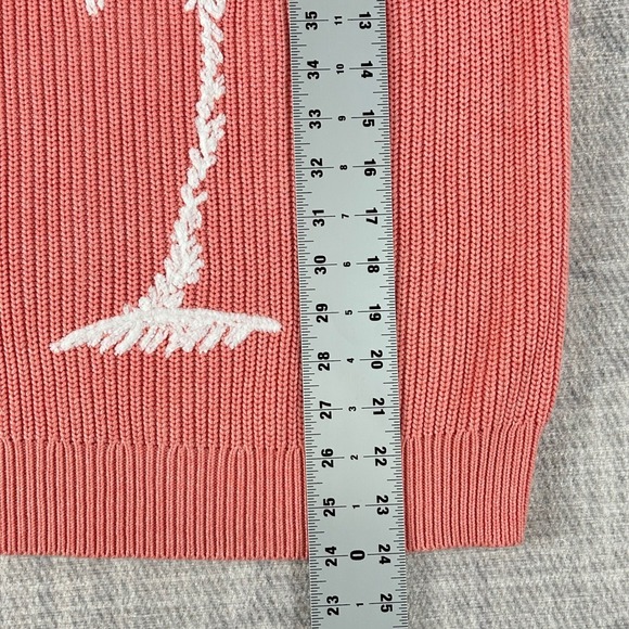 Tommy Bahama Womens Coral Pink Ribbed Breezy Palm Tree Sweater Small Coastal - Picture 8 of 8